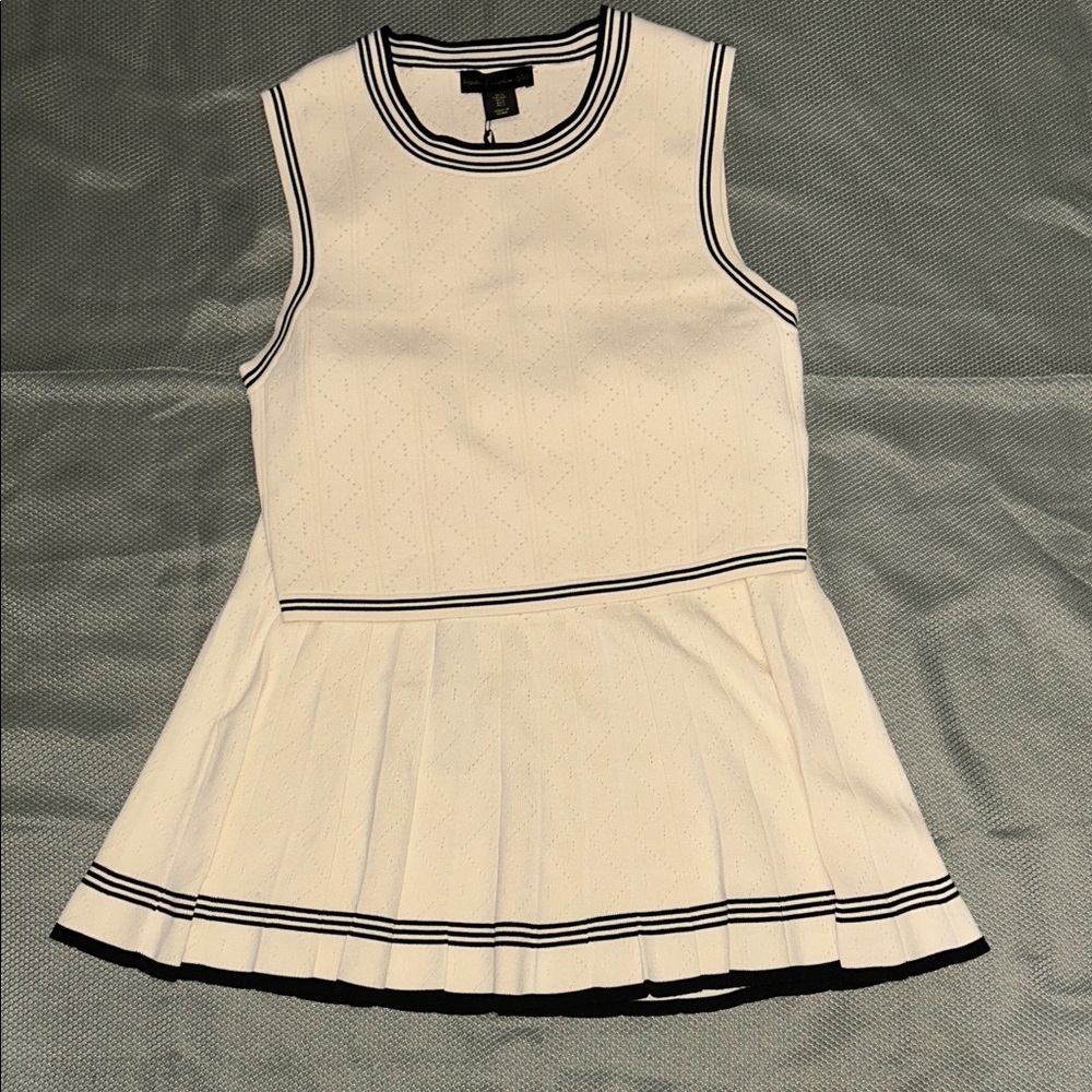 House of Harlow 1960 White Skirt/Top Set with Black Stripes